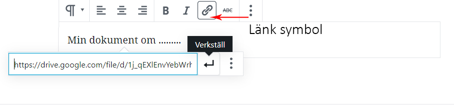 Skapa länk i WordPress